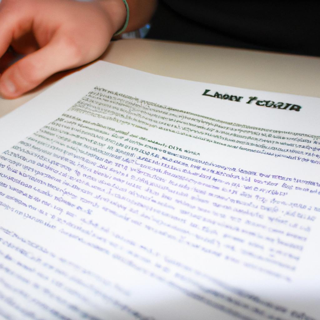 Person reading loan application documents